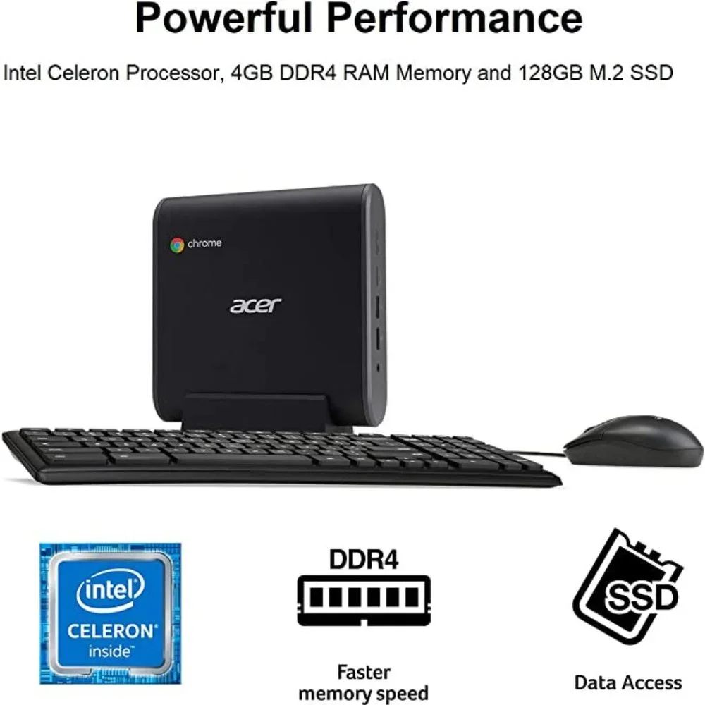 Acer Chromebox 1.8 Celeron 128GB M.2SSD/4GB DDR4/W-Fi 5, EUC (CXI3-UA91)